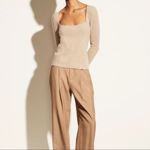 Vince NWT 100% cashmere ribbed square necklong sleeve. Size S.